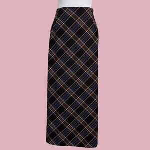 y2k brown blue plaid plus size dark academia grunge maxi skirt